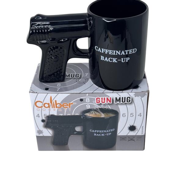 Caliber Creative Pistol Shaped Ceramic Mug w/ 3D‎ Thin Shell Relief Handle Black - Picture 5 of 8